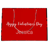 Gelukkig Valentijnsdag zwart en rood met hart Groot Cadeauzakje (Voorkant)