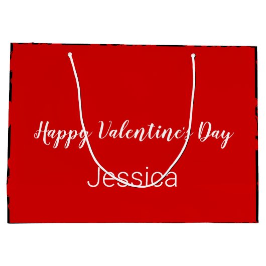 Gelukkig Valentijnsdag zwart en rood met hart Groot Cadeauzakje (Achterkant)