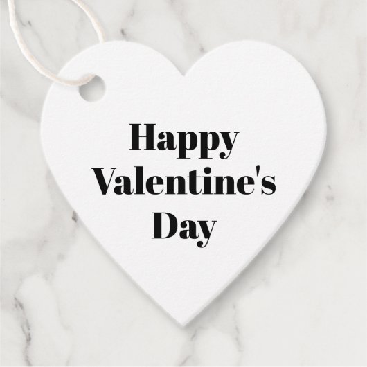 Gelukkig Valentijnsdag zwart wit, minimalistisch h Bedankjes Labels (Voorkant)