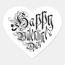 Gelukkig Valentijnsdag zwarte witte whimsical Hart Sticker