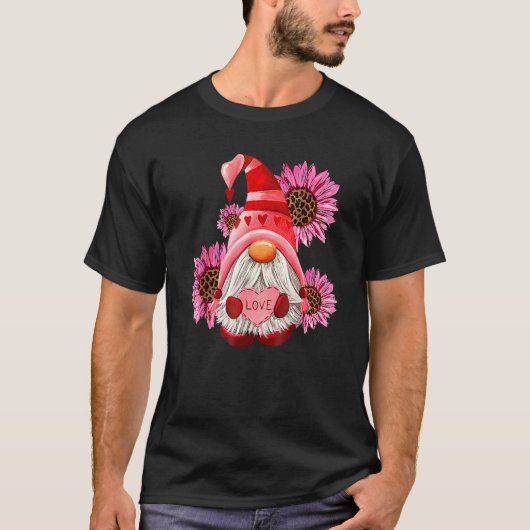 Gelukkig Valentijnsdaggnoom met luipaard zonnebloe T-shirt (Voorkant)