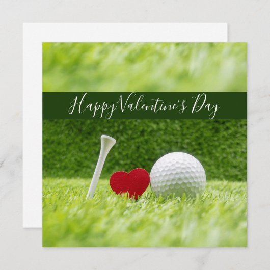 Gelukkig Valentijnse golfer met liefde en golfbal Feestdagenkaart (Voorkant / Achterkant)