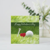 Gelukkig Valentijnse golfer met liefde en golfbal Feestdagenkaart (Staand voorkant)