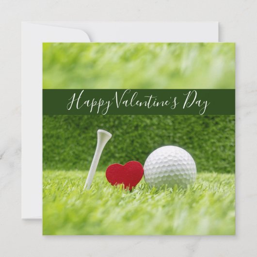 Gelukkig Valentijnse golfer met liefde en golfbal Feestdagenkaart (Voorkant)