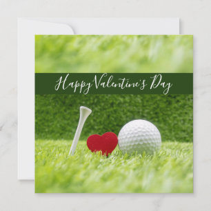 Gelukkig Valentijnse golfer met liefde en golfbal Feestdagenkaart