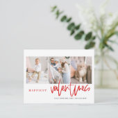 Gelukkig Valentijnse  met een rood fotocollage Feestdagenkaart (Staand voorkant)