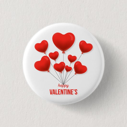 Gelukkig Valentijnse Rode Ballons | FEESTDAGEN Ronde Button 3,2 Cm (Voorkant)