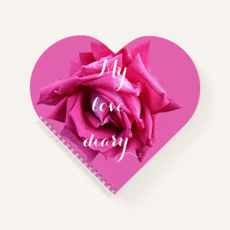 Gelukkig Valentijnsgeschenk mooie hete roze roos b Notitieboek