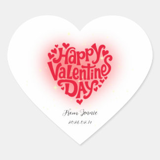 Gelukkig Valentijnshart Aangepaste Naam & Datum Hart Sticker