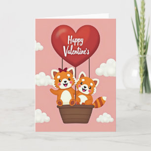 Gelukkig Valentijnskaart met rode panda Kaart