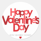 Gelukkig valentijnsrood hart ronde sticker (Voorkant)