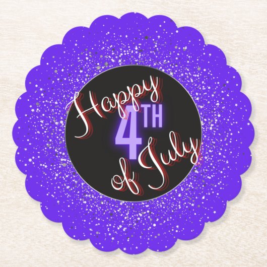 Gelukkig van 4 juli Briljant rood wit & blauw Kartonnen Onderzetters (Voorkant)