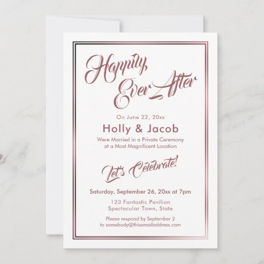 Gelukkig van Hedenavond Roze Goud Over Witte Ontva Kaart (Voorkant)