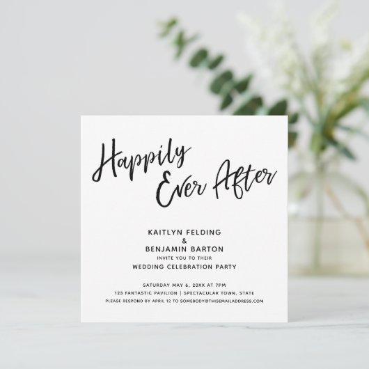 Gelukkig van nu tot Euwig Modern Script Bruiloftsr Kaart (Staand voorkant)