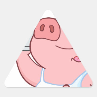 Gelukkig varken chef-kok met een bordje sticker