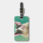 gelukkig varken in pasteldierschilderij bagagelabel (Voorkant verticaal)