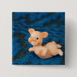 Gelukkig varken vierkante button 5,1 cm