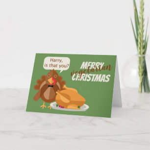 Gelukkig Vegetarisch Kerst Humor Feestdagen Kaart