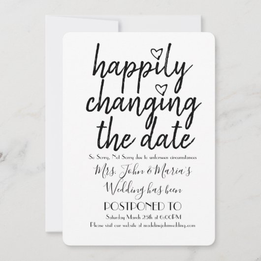 Gelukkig Veranderend de Zwarte Wit Datum van de We Kaart (Voorkant)