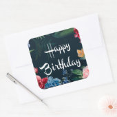 Gelukkig Verjaardag, Altijd Bloeiend, Vierkante Sticker (Envelop)