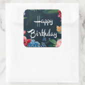 Gelukkig Verjaardag, Altijd Bloeiend, Vierkante Sticker (Tas)