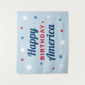 Gelukkig Verjaardag Amerika Blauw 4 juli Wandkleed (Voorkant)