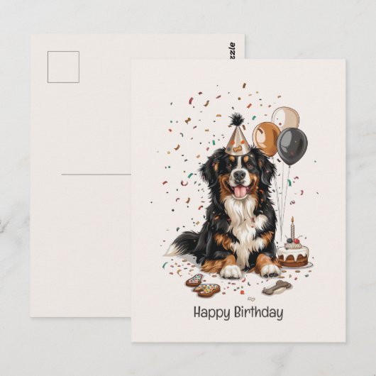 Gelukkig Verjaardag Berner Sennenhond Briefkaart (Voorkant / Achterkant)