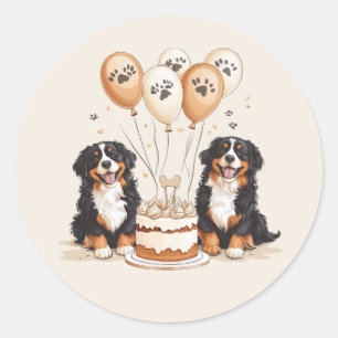 Gelukkig Verjaardag Berner Sennenhonden Ronde Sticker