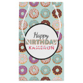 GELUKKIG VERJAARDAG Blauw ijsdonuts patroon met na Klein Cadeauzakje (Achterkant)