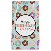 GELUKKIG VERJAARDAG Blauw ijsdonuts patroon met na Klein Cadeauzakje (Voorkant)