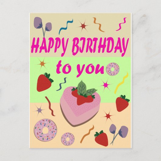 Gelukkig Verjaardag Briefkaart (Voorkant)