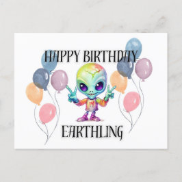 "Gelukkig Verjaardag" buitenaardse ansichtkaart Briefkaart