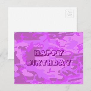 Gelukkig Verjaardag Camouflage Licht Paars Abstrac Briefkaart