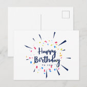 Gelukkig verjaardag confetti briefkaart (Voorkant / Achterkant)