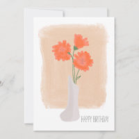 Gelukkig Verjaardag Coral Florals Brush Stroke