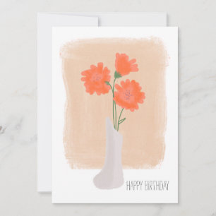 Gelukkig Verjaardag Coral Florals Brush Stroke Kaart