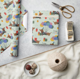 Gelukkig Verjaardag Dachshonden Cadeaupapier