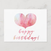 Gelukkig Verjaardag! Elegant Roze Agaat Hart  Briefkaart (Voorkant)