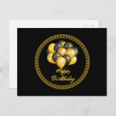 Gelukkig Verjaardag, elegant zwart en goud, Briefkaart (Voorkant / Achterkant)