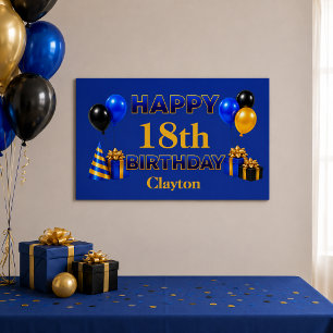 Gelukkig Verjaardag Elke Leeftijd Blauw Perfect Poster
