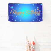 Gelukkig Verjaardag, feestelijk goud en blauw, Spandoek (Insitu)