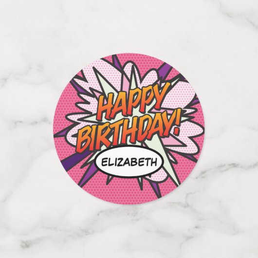 GELUKKIG VERJAARDAG Foto Leuk Retro Comic Book Confetti (Kleine voorkant)