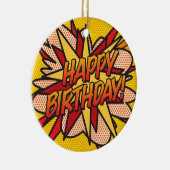 GELUKKIG VERJAARDAG Foto Leuk Retro Comic Book Keramisch Ornament (Rechts)