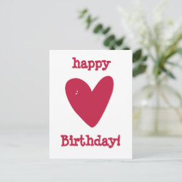 Gelukkig Verjaardag! Frambozen Roze Hart Briefkaart
