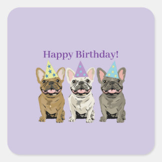 Gelukkig Verjaardag! Franse Bulldoggen Vierkante Sticker