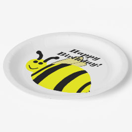Gelukkig Verjaardag Gele Hommel Papieren Bordje
