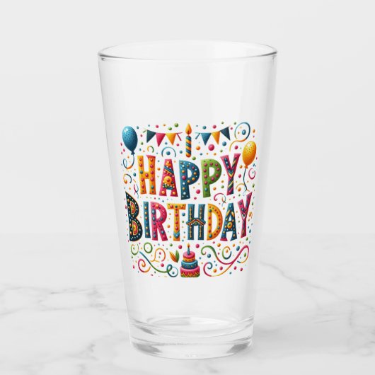 Gelukkig Verjaardag Glas (Voorkant)