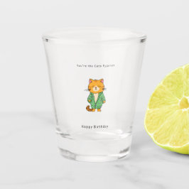 Gelukkig Verjaardag glas, kat verjaardag thema Shot Glas