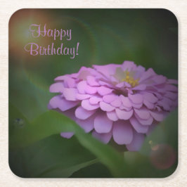 Gelukkig Verjaardag Glowing Zinnia Papieren Onderz Kartonnen Onderzetters