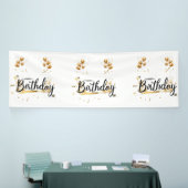 Gelukkig Verjaardag Goud 4x12 Vinyl Banner (Beurs)